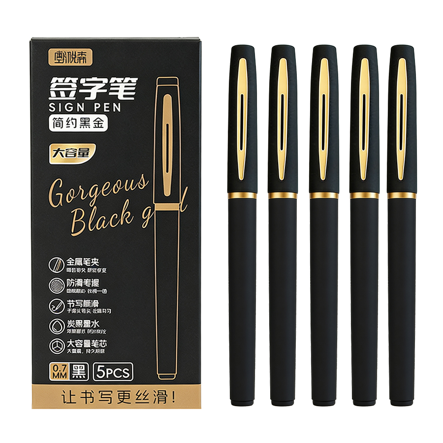 Office Stationery Supply Business - 5Pcs/Pack Large Capacity Gel Pen 0.5/0.7/1.0mm
