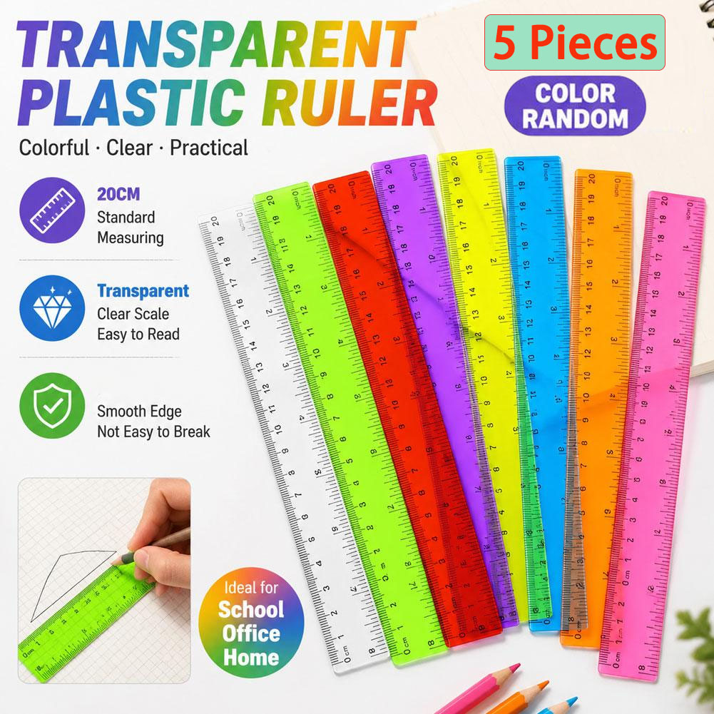 5pcs Random Color Plastic Rule - Ruler Set Transparent recension och pris