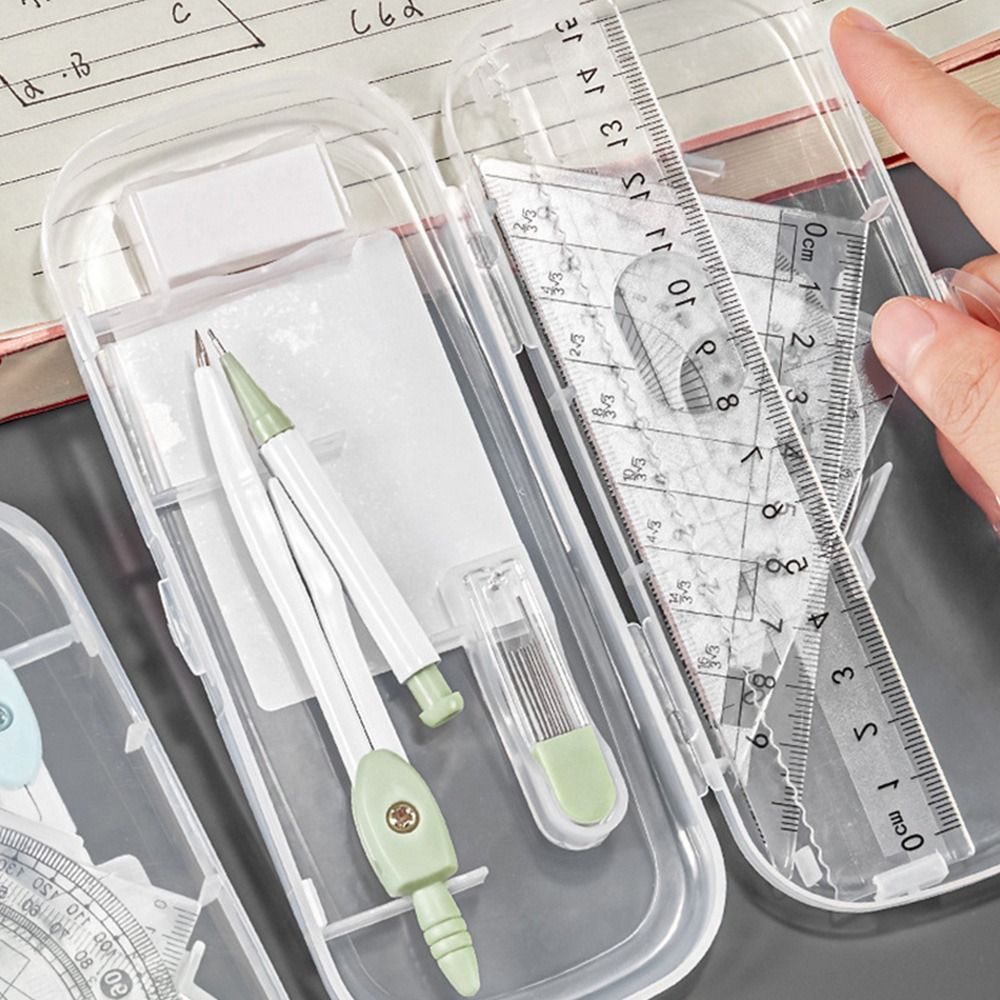 8PCS/Set Plastic Ruler Compass - Ruler Set Transparent recension och pris